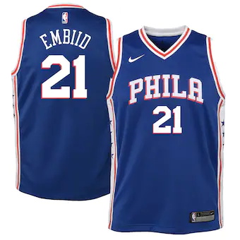 youth nike joel embiid royal philadelphia 76ers swingman je-530